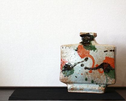 24048 Kanjiro Kawai (Three-colored flat vase (exhibited at an exhibition)) 