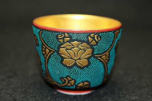 25290 NAKATA Kingyoku (Swirl-struck blue-grain sake cup) 