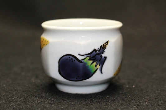 24958 Living National Treasure FUJIMOTO Yoshimichi (colored eggplant sake cup) 