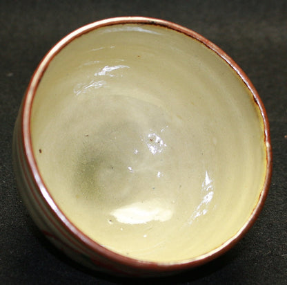 24911 Living National Treasure HAMADA Shoji (Ryukyu Kiln Red-painted Round Patterned Tea "Red-painted" (Hounsai)) 