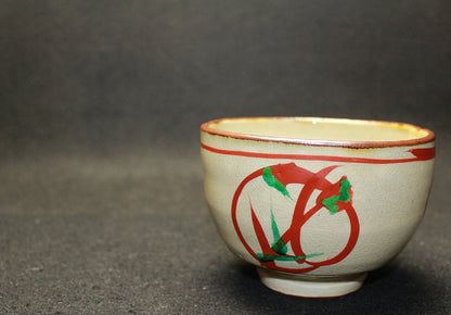 24911 Living National Treasure HAMADA Shoji (Ryukyu Kiln Red-painted Round Patterned Tea "Red-painted" (Hounsai)) 