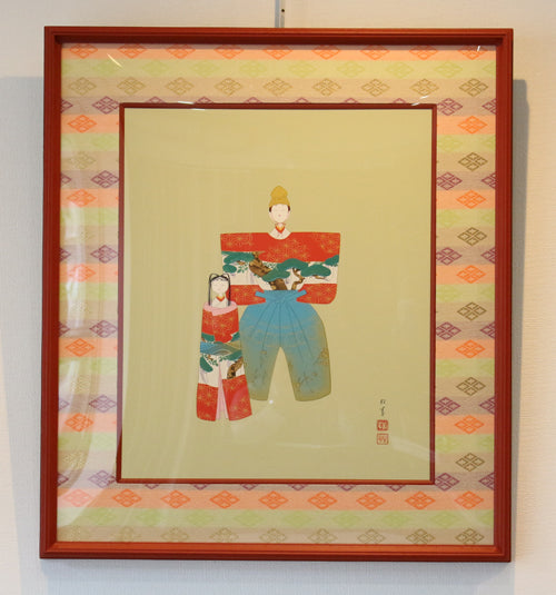 21591 Uemura Syoen (framed lithograph of God Hina dolls)