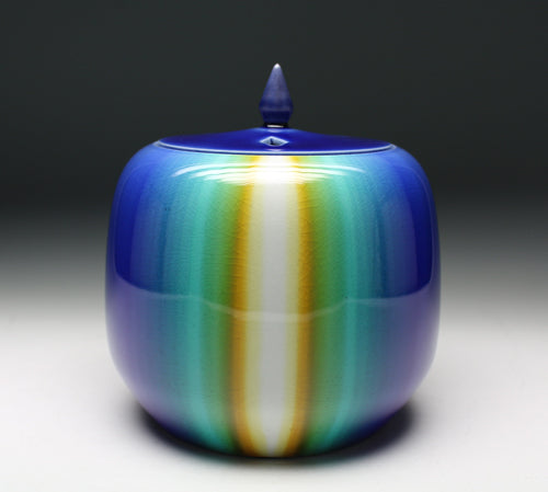 21584 三代 徳田八十吉（燿彩香炉「恒河」）TOKUDA Yasokichi