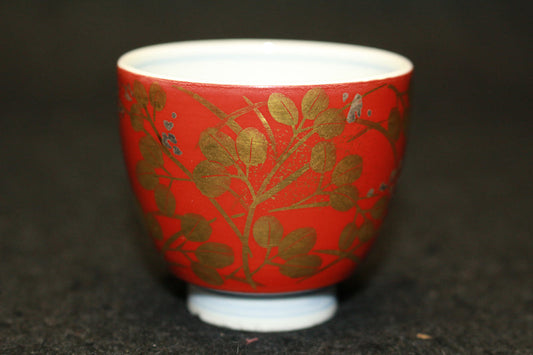 25294 Living National Treasure Yoshida Minori (Gold Brocade Handed Hagi Design Sake Cup) 