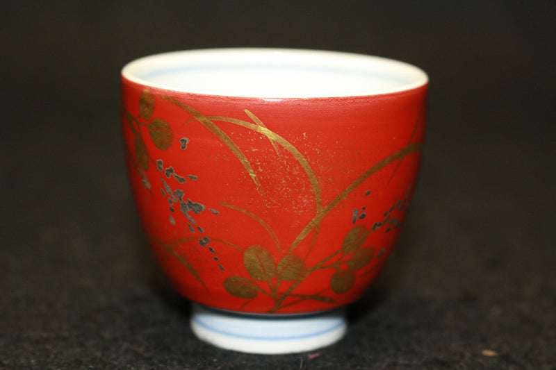 25294 Living National Treasure Yoshida Minori (Gold Brocade Handed Hagi Design Sake Cup) 