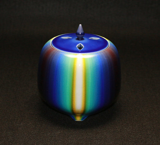 22118     人間国宝　3代 徳田八十吉(耀彩香炉「恒河」)    TOKUDA Yasokichi