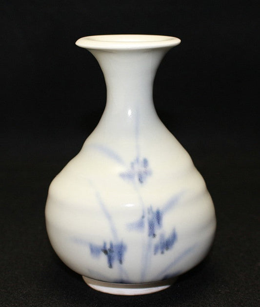 22764 Living National Treasure TSUKAMOTO Kaiji (Blue and white sake bottle) 