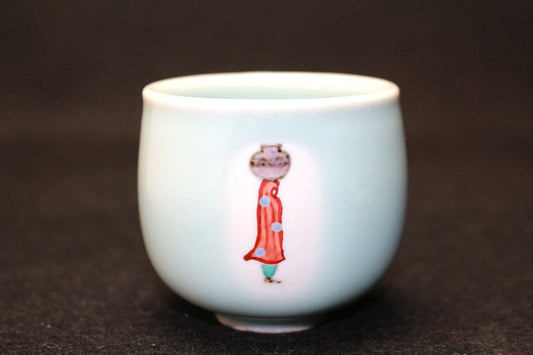 24103 Living National Treasure Miura Koheiji (Celadon bean-colored water-drawing sake cup (MK seal)) 