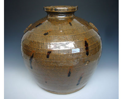 No.17144 Kitaoji Rosanjin [2nd generation Touanshi] (Old Seto glaze thunder seat chrysanthemum design vase)