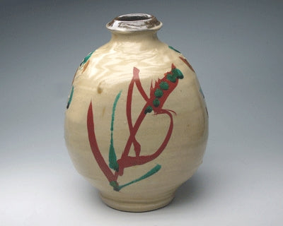 19282 HAMADA Shoji (Ryukyu kiln red painted vase)