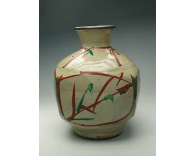 19506 HAMADA Shoji (red painted vase)