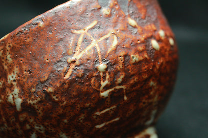 26124	北大路魯山人	　鼡志野文字入茶碗（雪月花・黒田識）　 KITAOJI Rosanjin