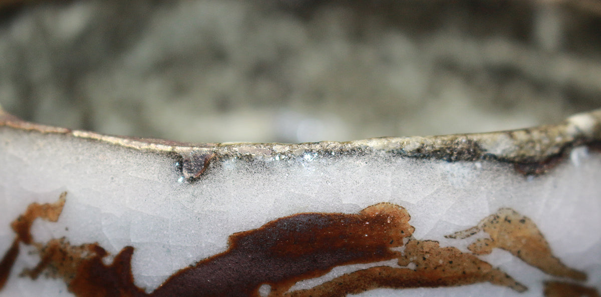 26127　人間国宝　清水卯一	　蓬莱掛分赤土彩茶盌