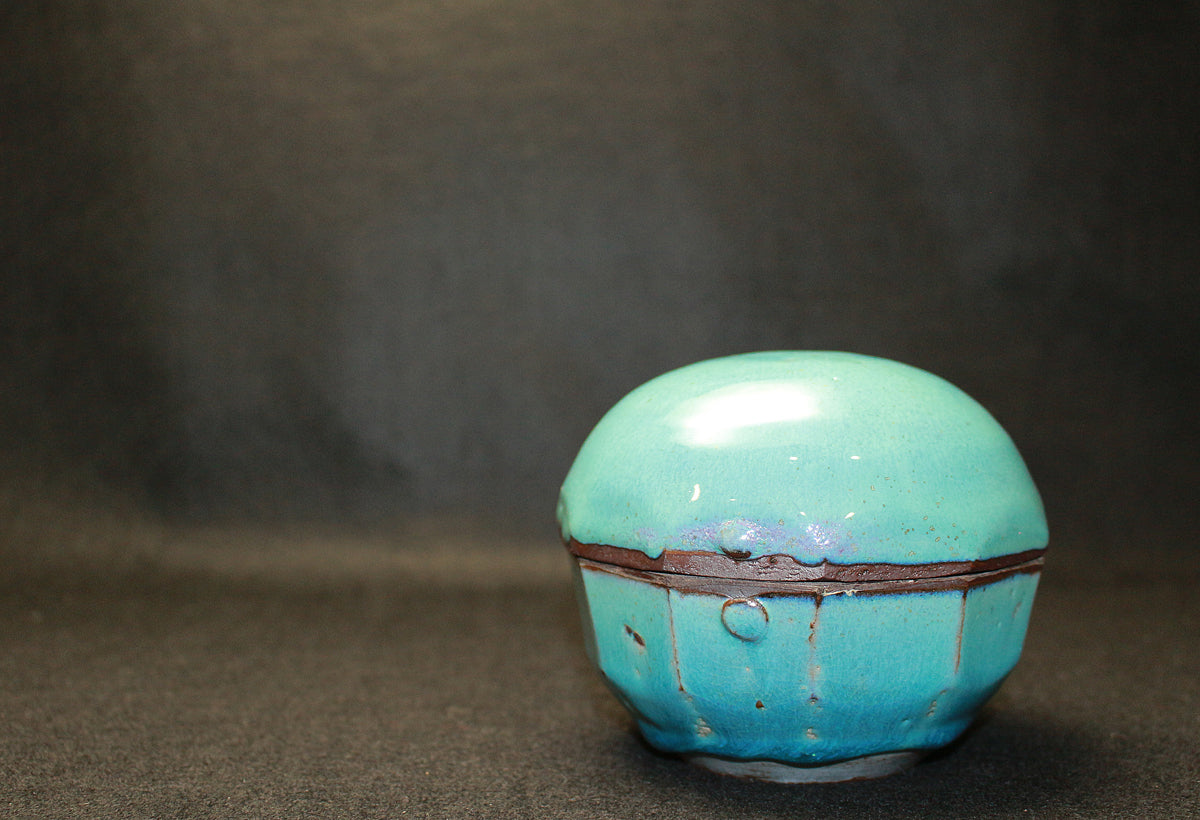 26131    河井寛次郎     青食籠（図録同手作）　 KAWAI　Kanjiro