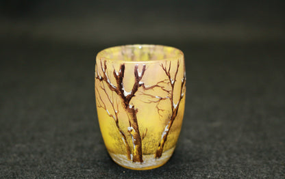 26153   ドーム・ナンシー   冬景色文リキュールグラス①