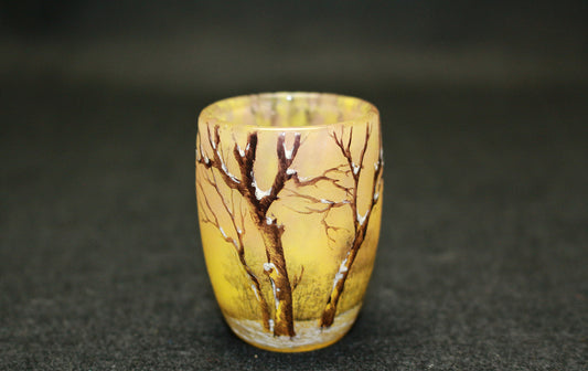 26153   ドーム・ナンシー   冬景色文リキュールグラス①