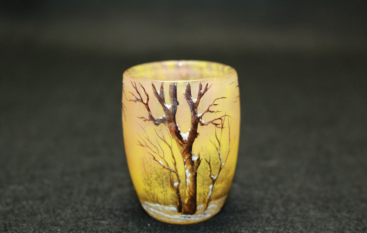 26153   ドーム・ナンシー   冬景色文リキュールグラス①