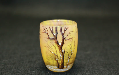 26153   ドーム・ナンシー   冬景色文リキュールグラス①