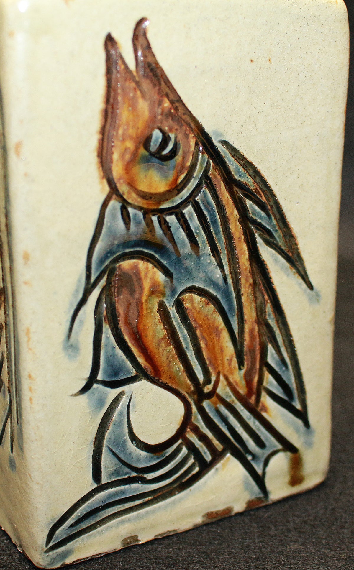 26161 人間国宝 金城次郎 海老魚文角瓶 KINJO Jiro – アート飛田