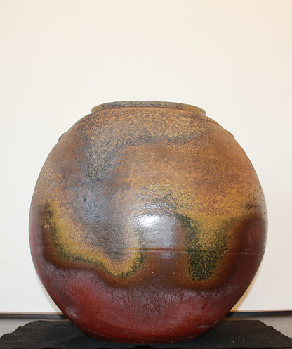 26184　人間国宝　藤原雄	備前擂座大壷