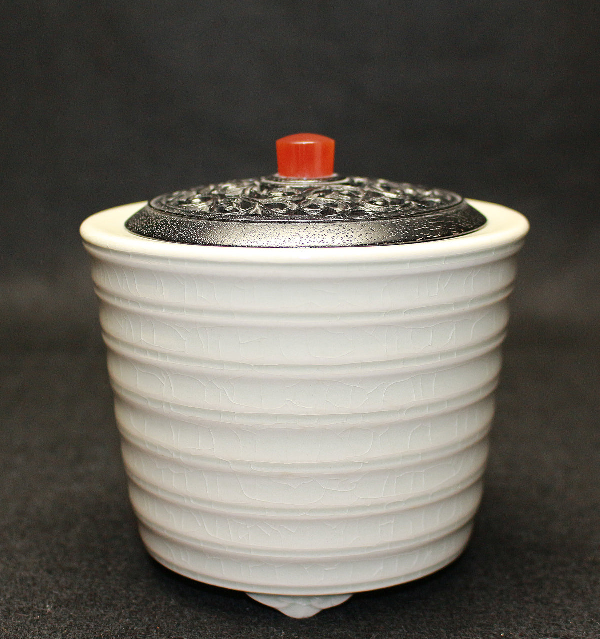 26191　帝室技芸員　陶聖 板谷波山　氷華磁香爐（東美鑑定書付属）　 ITAYA　Hazan