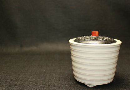 26191　帝室技芸員　陶聖 板谷波山　氷華磁香爐（東美鑑定書付属）　 ITAYA　Hazan