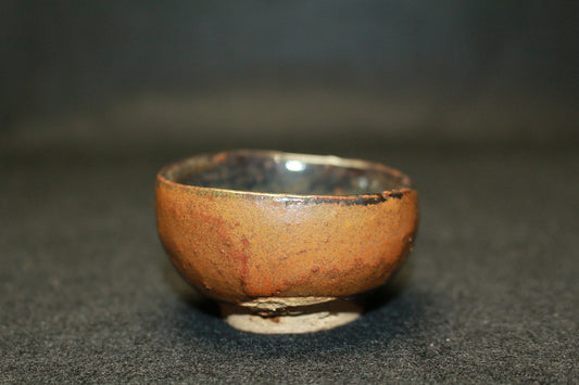 26187　人間国宝　 金重陶陽    柿釉酒盃　於 布蛙（ハワイ）大学　KANESHIGE Toyo