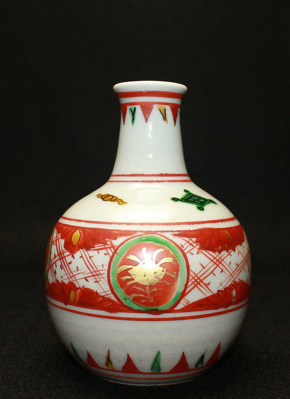 26214	北大路魯山人	  金襴手赤玉文徳利（黒田識） 　KITAOJI Rosanjin