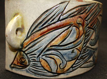 26229 Living National Treasure Jiro Kinjo, Shrimp and Fish Design Vase