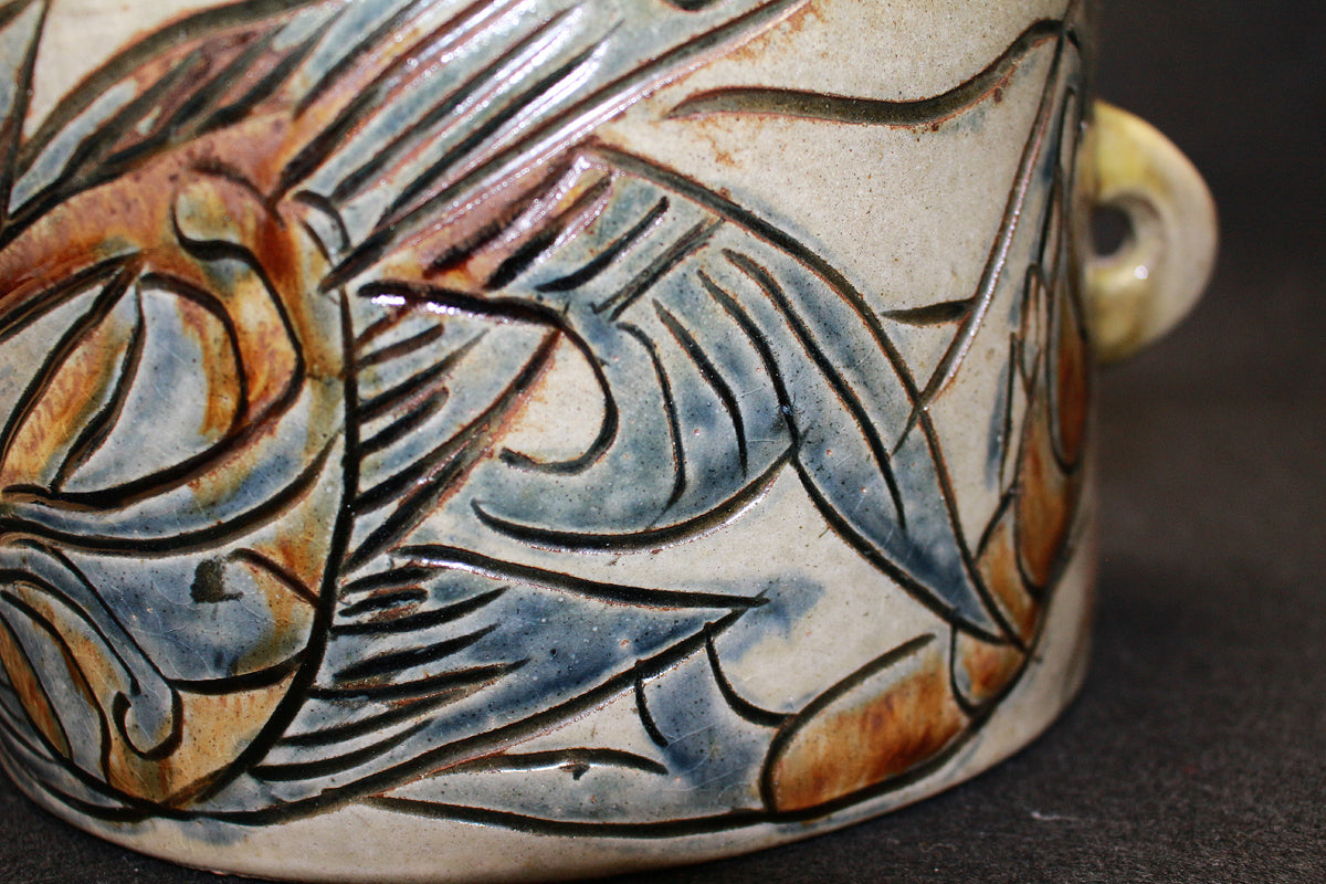 26229 Living National Treasure Jiro Kinjo, Shrimp and Fish Design Vase