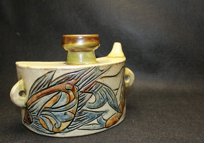 26229 Living National Treasure Jiro Kinjo, Shrimp and Fish Design Vase