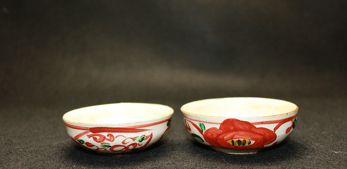 26241 Takauchi Syugo Red-painted Sake Cup (1984, large and small)