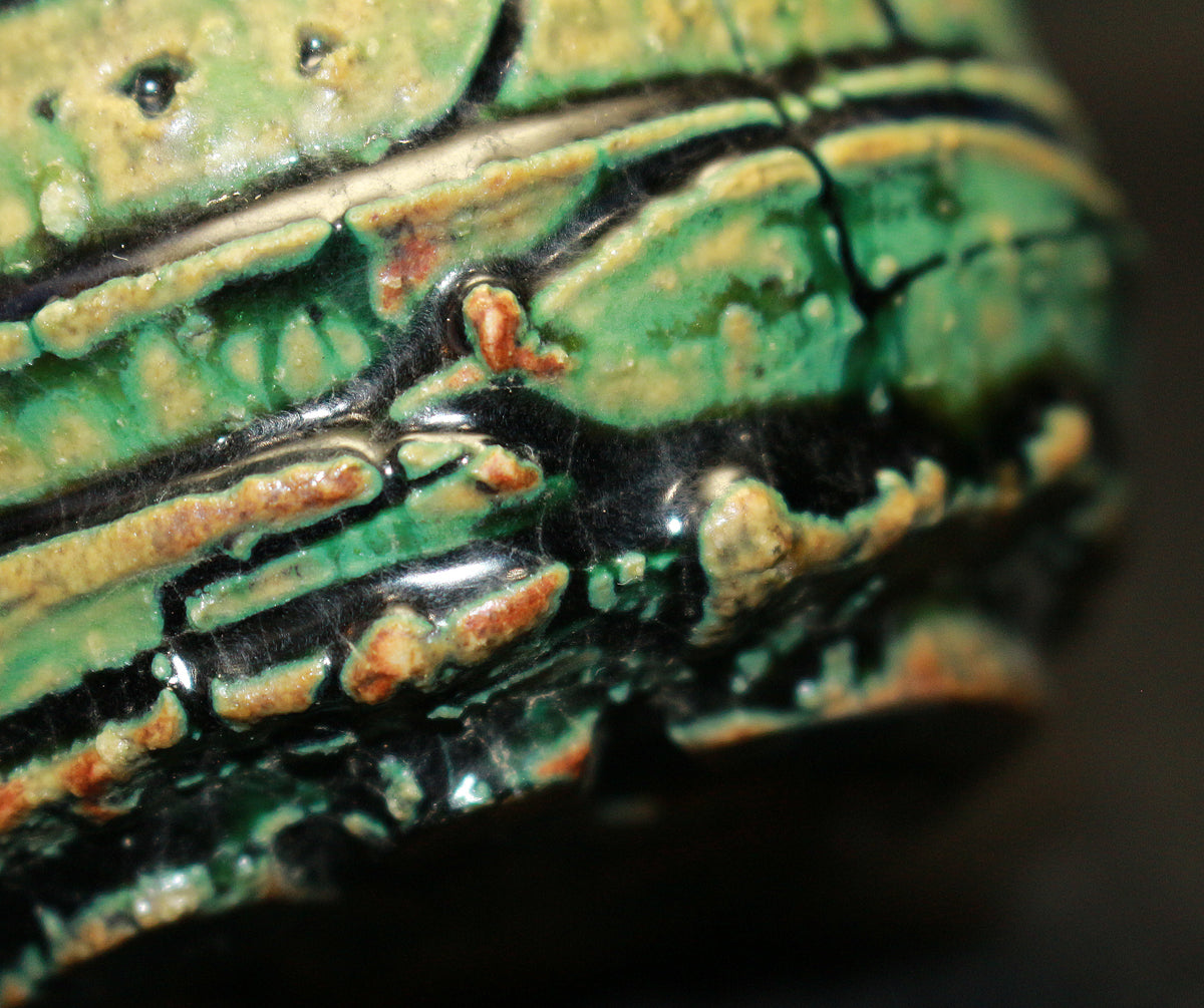 26234 Yamada Kazu Blue Oribe split high-footed sake cup YAMADA Kazu