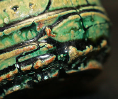 26234 Yamada Kazu Blue Oribe split high-footed sake cup YAMADA Kazu