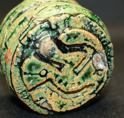 26234 Yamada Kazu Blue Oribe split high-footed sake cup YAMADA Kazu