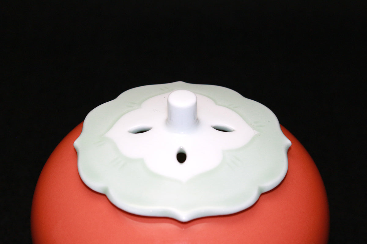 26256   人間国宝　井上萬二	   彩釉柿香爐　