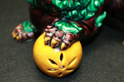 德田八十吉一世作品 26260 深釉狮子摆件