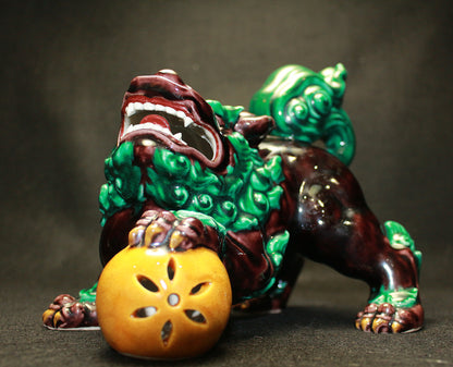 德田八十吉一世作品 26260 深釉狮子摆件