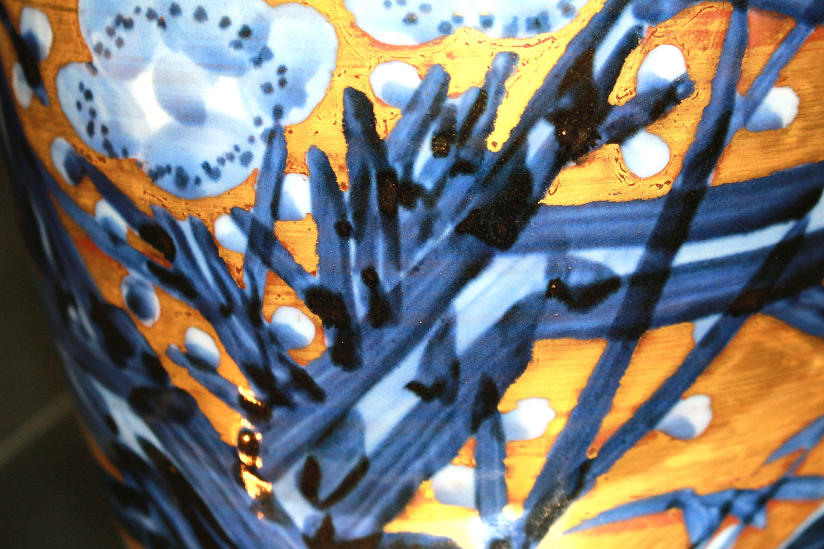 26270　 人間国宝　近藤悠三　梅染附金彩花瓶　KONDO　Yuzo