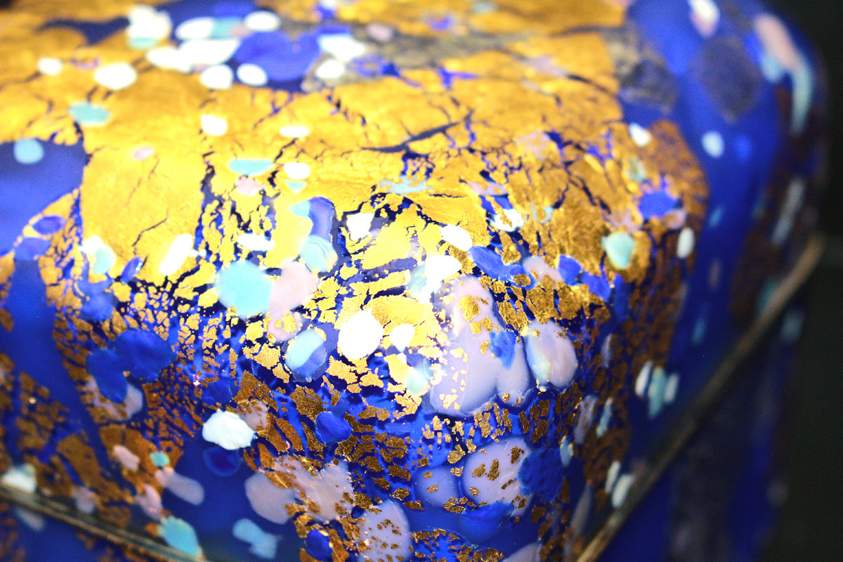 26272 Kyohei Fujita Hand-blown decorative box: Flowers on the lake FUJITA Kyohei