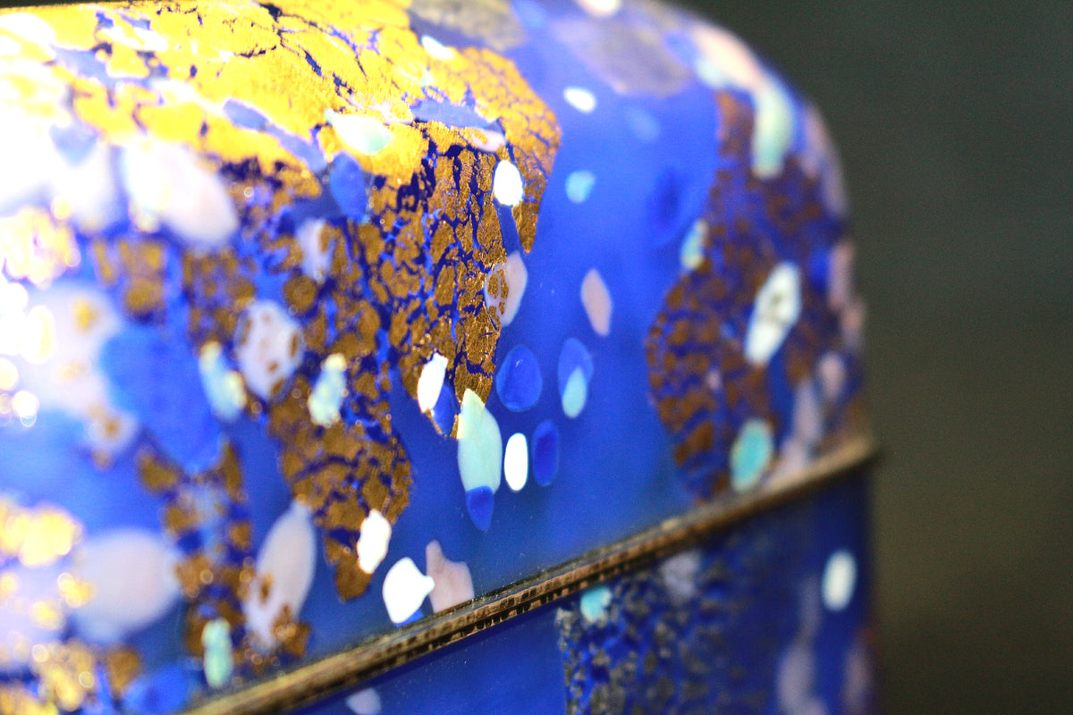 26272 Kyohei Fujita Hand-blown decorative box: Flowers on the lake FUJITA Kyohei