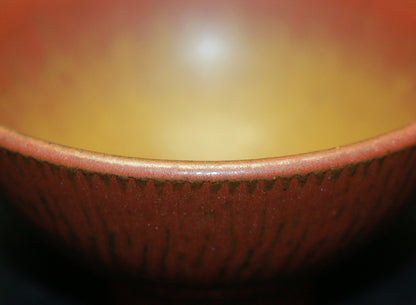 26292	人間国宝　福島善三　赫釉盃　FUKUSHIMA　Zenzou