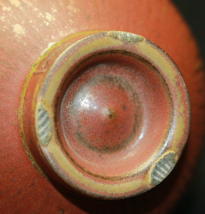 26292	人間国宝　福島善三　赫釉盃　FUKUSHIMA　Zenzou