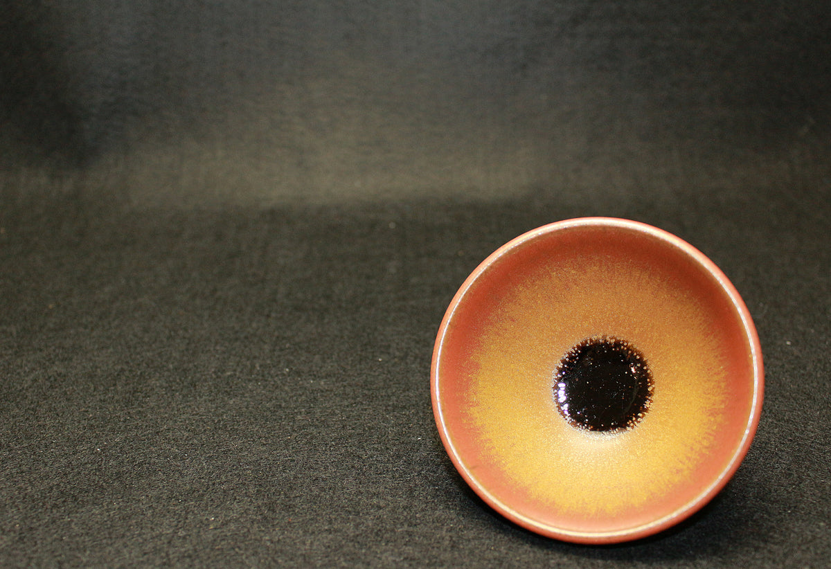 26292	人間国宝　福島善三　赫釉盃　FUKUSHIMA　Zenzou