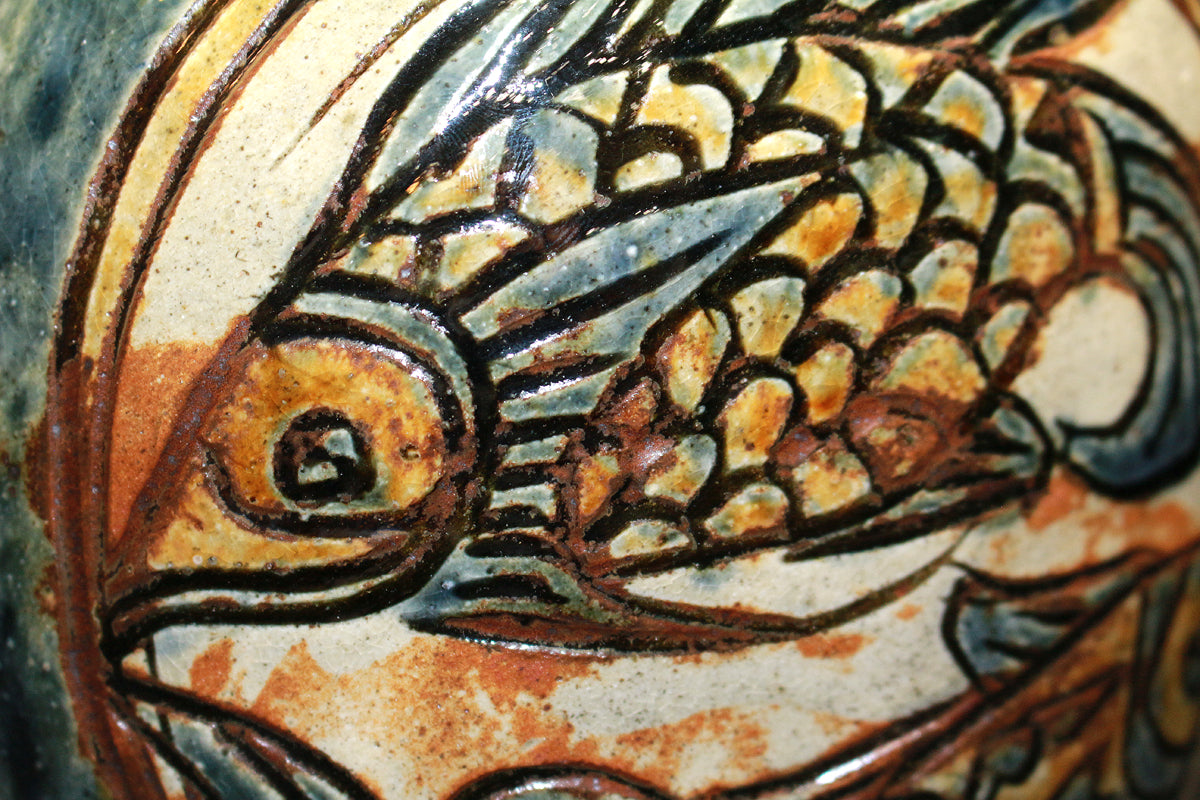 26300	人間国宝　金城次郎　魚紋花瓶　　Kinjo　Jiro