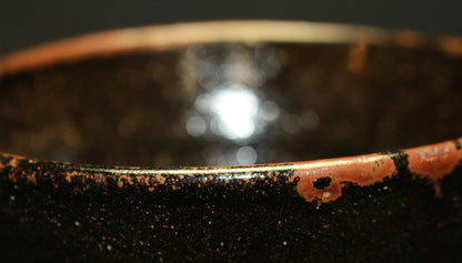 26301    人間国宝　浜田庄司   黒釉胴紐茶盌　HAMADA  Syoji