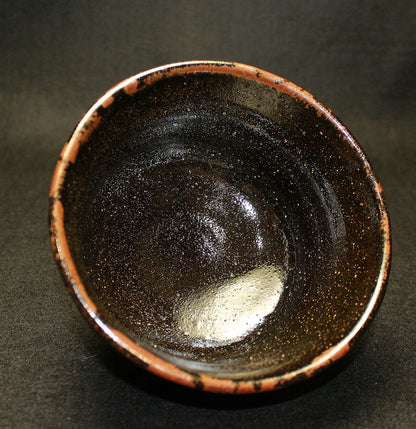 26301    人間国宝　浜田庄司   黒釉胴紐茶盌　HAMADA  Syoji