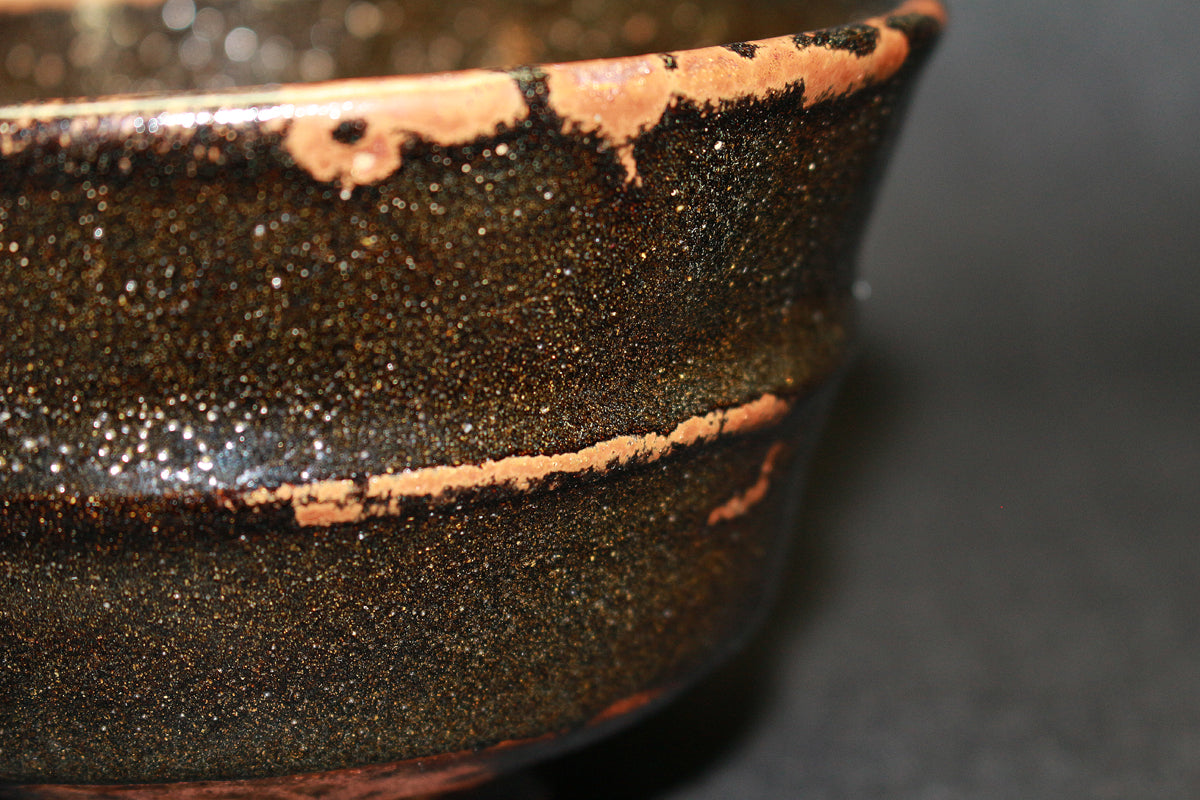 26301    人間国宝　浜田庄司   黒釉胴紐茶盌　HAMADA  Syoji