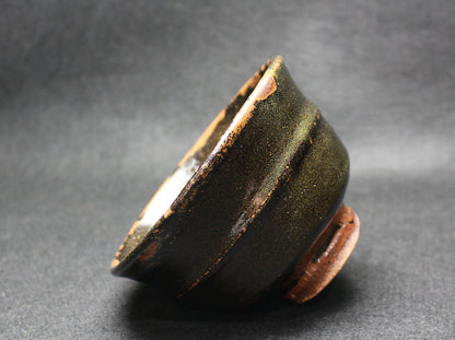 26301    人間国宝　浜田庄司   黒釉胴紐茶盌　HAMADA  Syoji