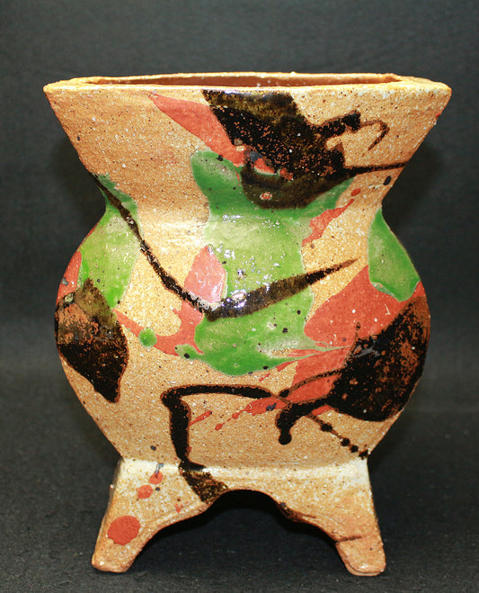 25657 Kanjiro Kawai [Tsuneshiki] (Three-colored flat vase)